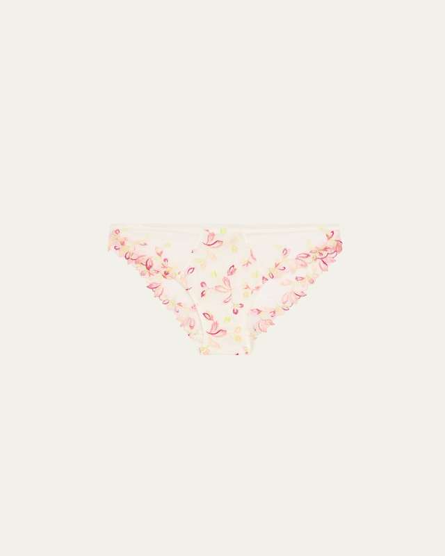 Folie D'Ete Floral-Embroidered Italian Briefs